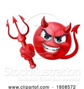 Vector Illustration of Cartoon Devil Emoji Emoticon Guy Face Icon Mascot by AtStockIllustration