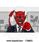 Vector Illustration of Cartoon Devil Evil Business Man in Suit Pointing by AtStockIllustration