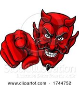 Vector Illustration of Cartoon Devil Satan Pointing Finger at You Mascot Cartoon by AtStockIllustration