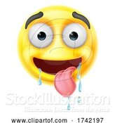 Vector Illustration of Cartoon Drooling Saliva Emoticon Tongue Face Cartoon by AtStockIllustration