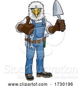 Vector Illustration of Cartoon Eagle Bricklayer Builder Holding Trowel Tool by AtStockIllustration