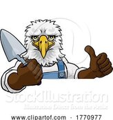 Vector Illustration of Cartoon Eagle Bricklayer Builder Holding Trowel Tool by AtStockIllustration