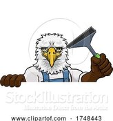 Vector Illustration of Cartoon Eagle Car or Window Cleaner Holding Squeegee by AtStockIllustration