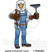 Vector Illustration of Cartoon Eagle Car or Window Cleaner Holding Squeegee by AtStockIllustration