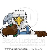 Vector Illustration of Cartoon Eagle Carpenter Handyman Builder Holding Hammer by AtStockIllustration