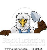 Vector Illustration of Cartoon Eagle Gardener Gardening Animal Mascot by AtStockIllustration