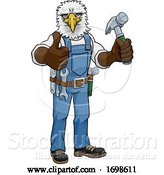 Vector Illustration of Cartoon Eagle Mascot Carpenter Handyman Holding Hammer by AtStockIllustration