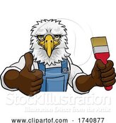 Vector Illustration of Cartoon Eagle Painter Decorator Holding Paintbrush by AtStockIllustration