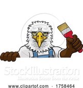 Vector Illustration of Cartoon Eagle Painter Decorator Holding Paintbrush by AtStockIllustration