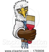 Vector Illustration of Cartoon Eagle Painter Decorator Holding Paintbrush by AtStockIllustration