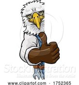 Vector Illustration of Cartoon Eagle Plumber Mechanic Handyman Peeking Sign by AtStockIllustration