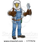 Vector Illustration of Cartoon Eagle Plumber or Mechanic Holding Spanner by AtStockIllustration