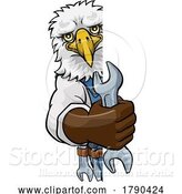 Vector Illustration of Cartoon Eagle Plumber or Mechanic Holding Spanner by AtStockIllustration