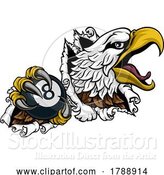 Vector Illustration of Cartoon Eagle Pool 8 Ball Billiards Mascot Cartoon by AtStockIllustration