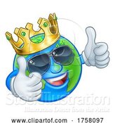 Vector Illustration of Cartoon Earth Globe Crown Sunglasses World Mascot by AtStockIllustration