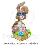 Vector Illustration of Cartoon Easter Bunny in Shades Rabbit Eggs Hunt Cartoon by AtStockIllustration