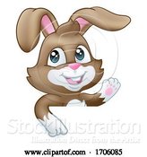 Vector Illustration of Cartoon Easter Bunny Rabbit Sign by AtStockIllustration