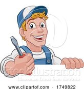 Vector Illustration of Cartoon Electrician Handyman Plumber Mechanic by AtStockIllustration