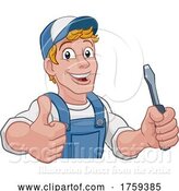 Vector Illustration of Cartoon Electrician Handyman Plumber Mechanic by AtStockIllustration