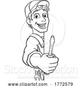 Vector Illustration of Cartoon Electrician Handyman Plumber Mechanic by AtStockIllustration