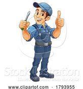 Vector Illustration of Cartoon Electrician Handyman Screwdriver Mascot by AtStockIllustration