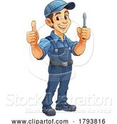 Vector Illustration of Cartoon Electrician Handyman Screwdriver Mascot by AtStockIllustration