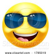 Vector Illustration of Cartoon Emoji Emoticon Face in Sunglasses Icon by AtStockIllustration