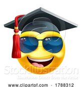 Vector Illustration of Cartoon Emoji Graduate College Sunglasses Emoticon by AtStockIllustration