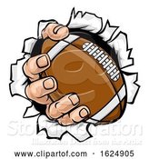Vector Illustration of Cartoon Football Ball Hand Tearing Background by AtStockIllustration