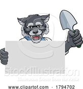 Vector Illustration of Cartoon Gardener Wolf Tool Handyman Mascot by AtStockIllustration