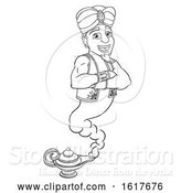 Vector Illustration of Cartoon Genie Aladdin Magic Lamp Pantomime Cartoon by AtStockIllustration