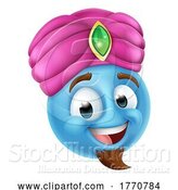 Vector Illustration of Cartoon Genie Emoticon Face by AtStockIllustration