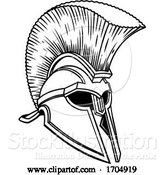 Vector Illustration of Cartoon Gladiator Spartan Trojan Roman Helmet by AtStockIllustration