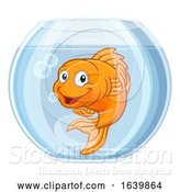 Vector Illustration of Cartoon Goldfish in Gold Fish Bowl Cute Character by AtStockIllustration