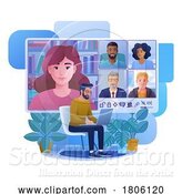 Vector Illustration of Cartoon Guy Video Conference Call Team Meeting Cartoon by AtStockIllustration