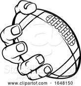 Vector Illustration of Cartoon Hand Holding American Football Ball by AtStockIllustration