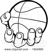 Vector Illustration of Cartoon Hand Holding Basketball Ball by AtStockIllustration
