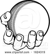 Vector Illustration of Cartoon Hand Holding Cricket Ball by AtStockIllustration