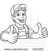 Vector Illustration of Cartoon Handyman Caretaker Construction Guy Sign by AtStockIllustration