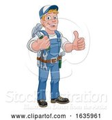 Vector Illustration of Cartoon Handyman Hammer Guy DIY Carpenter Builder by AtStockIllustration