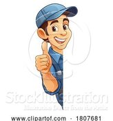 Vector Illustration of Cartoon Handyman Mechanic Painter Plumber Mascot by AtStockIllustration