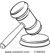 Vector Illustration of Cartoon Judge Hammer Wooden Gavel and Base Cartoon by AtStockIllustration