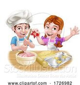 Vector Illustration of Cartoon Kid Chef Characters Baking by AtStockIllustration