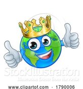 Vector Illustration of Cartoon King Earth Globe World Mascot Character by AtStockIllustration