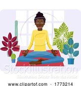 Vector Illustration of Cartoon Lady Meditating Doing Yoga Pilates Illustration by AtStockIllustration