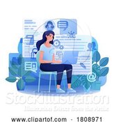 Vector Illustration of Cartoon Lady Recruitment Internet Job Search Cartoon by AtStockIllustration