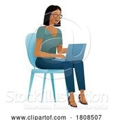 Vector Illustration of Cartoon Lady Using Laptop Computer Illustration by AtStockIllustration