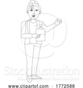 Vector Illustration of Cartoon Lady with Clipboard Pointing Illustration by AtStockIllustration