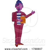 Vector Illustration of Cartoon Lady with Clipboard Pointing Illustration by AtStockIllustration