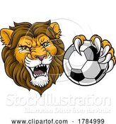 Vector Illustration of Cartoon Lion Soccer Football Animal Sports Team Mascot by AtStockIllustration